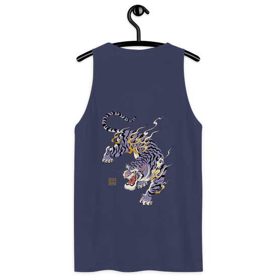 Tiger Flame Japanese Art Men's Premium Tank Top - Samurai Original
