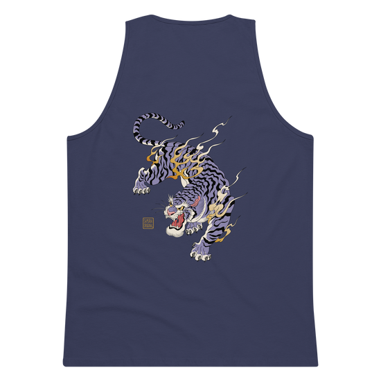 Tiger Flame Japanese Art Men's Premium Tank Top - Samurai Original