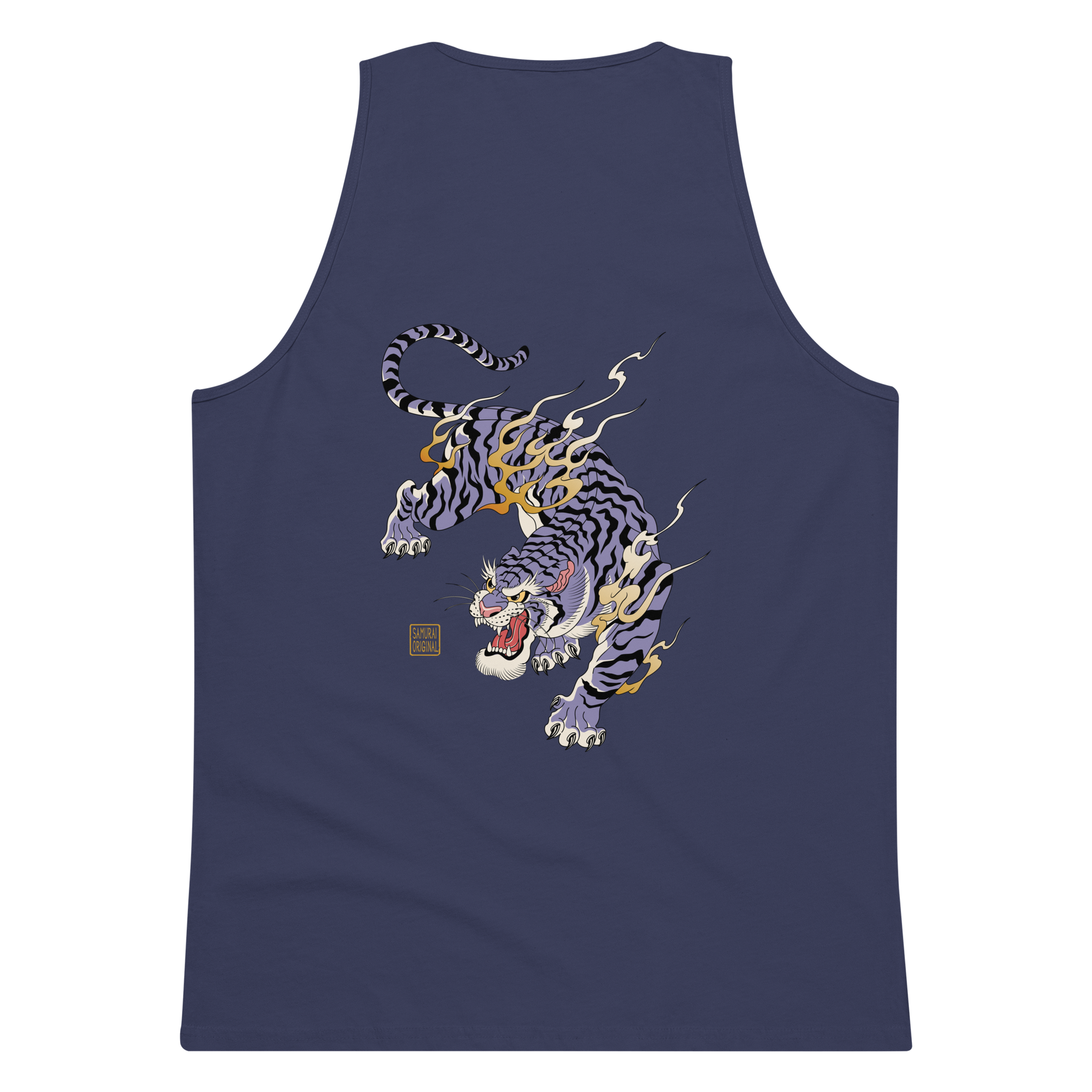 Tiger Flame Japanese Art Men's Premium Tank Top - Samurai Original
