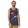 Japanese Crane and Pine Tree Ukiyo-e Men's Premium Tank Top - Samurai Original