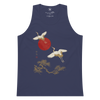 Japanese Crane and Pine Tree Ukiyo-e Men's Premium Tank Top Harbor Blue - Samurai Original
