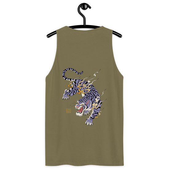 Tiger Flame Japanese Art Men's Premium Tank Top - Samurai Original