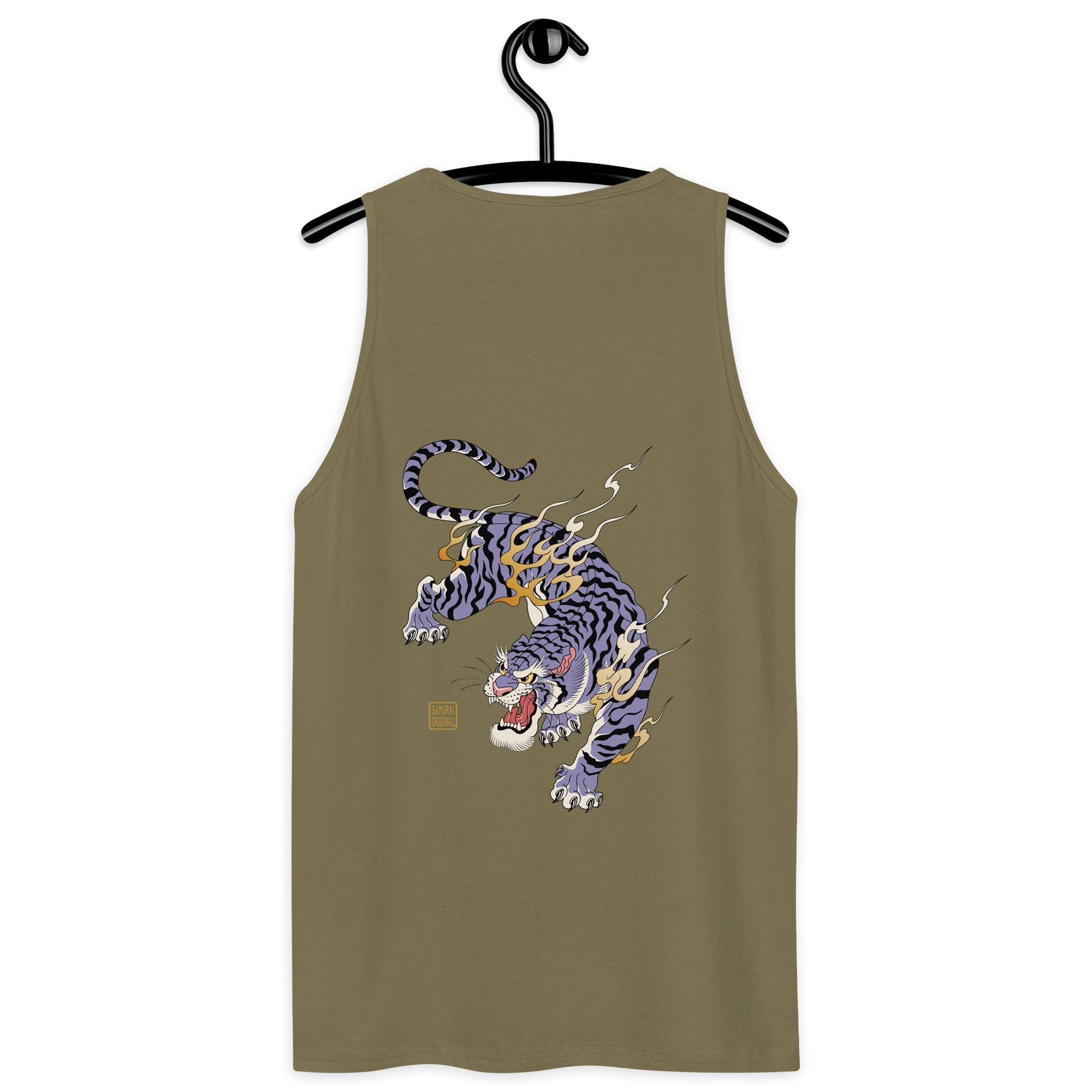 Tiger Flame Japanese Art Men's Premium Tank Top - Samurai Original