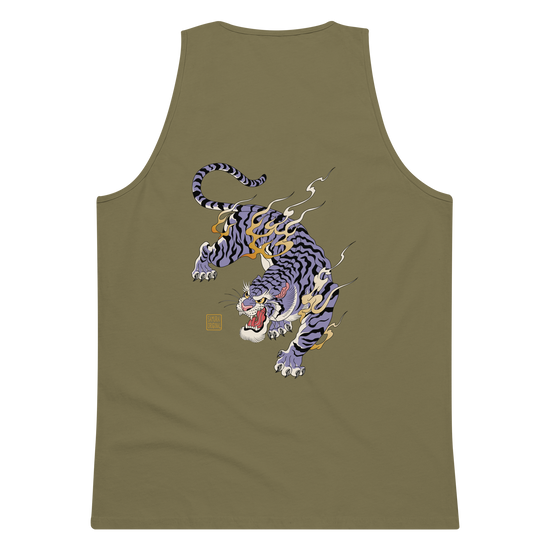 Tiger Flame Japanese Art Men's Premium Tank Top - Samurai Original