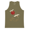 Japanese Crane and Pine Tree Ukiyo-e Men's Premium Tank Top Military Green - Samurai Original