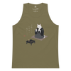 Cat Samurai Tea Ceremony Ukiyo-e Men's Premium Tank Top Military Green - Samurai Original