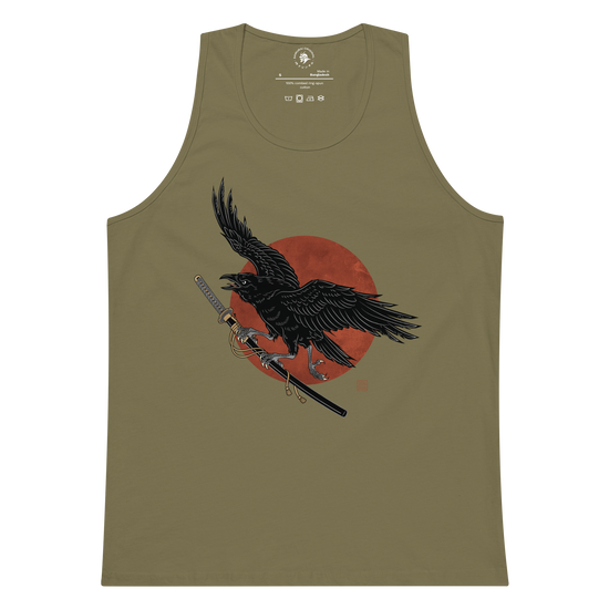 Ronin Raven Men’s premium tank top Military Green - Samurai Original