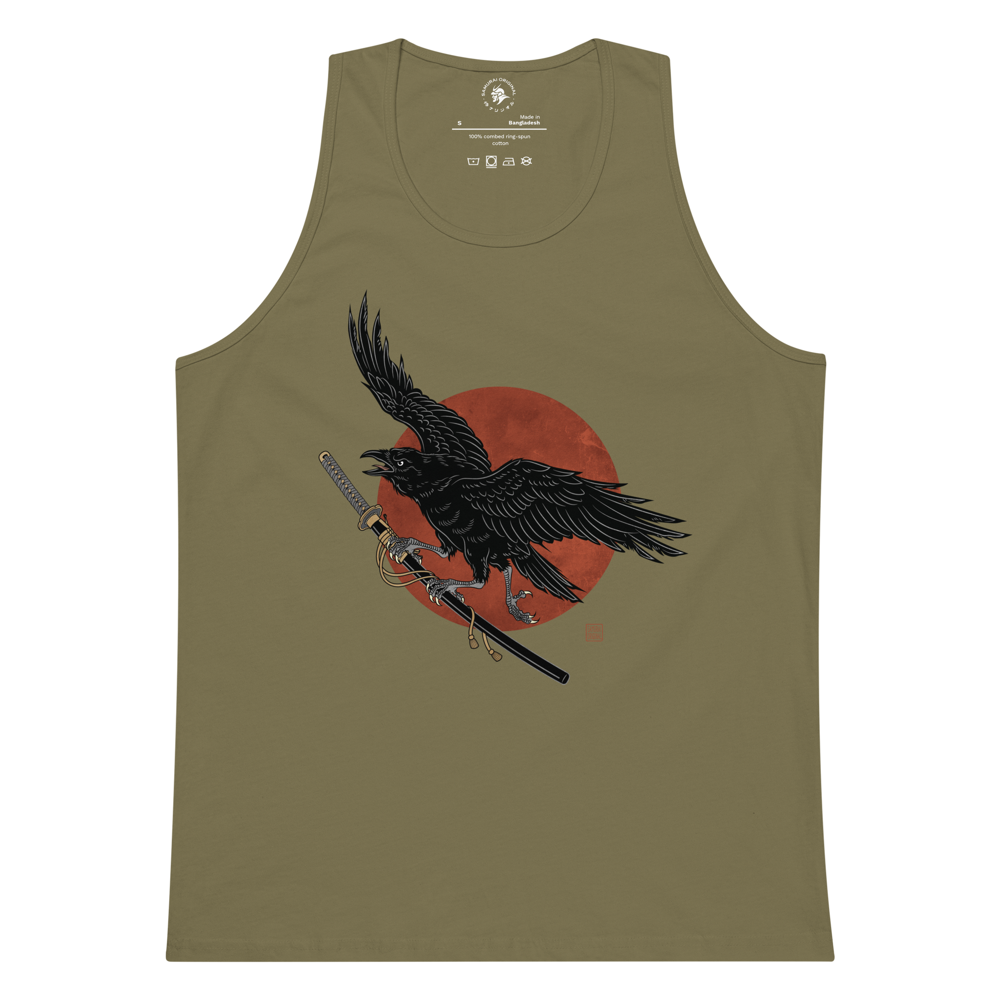 Ronin Raven Men’s premium tank top Military Green - Samurai Original