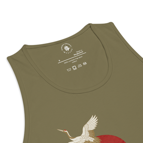 Japanese Crane and Pine Tree Ukiyo-e Men's Premium Tank Top - Samurai Original
