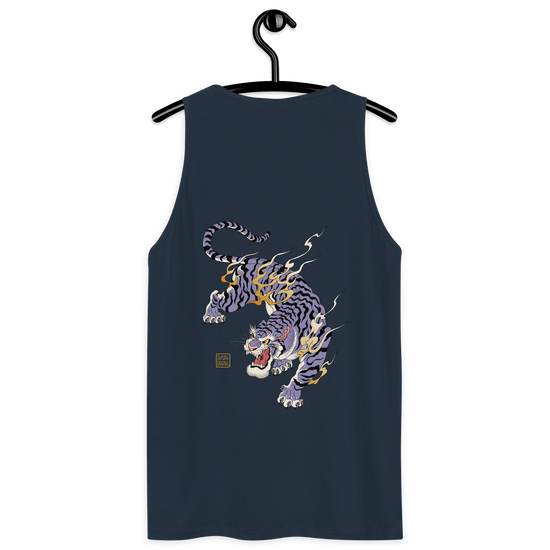 Tiger Flame Japanese Art Men's Premium Tank Top - Samurai Original
