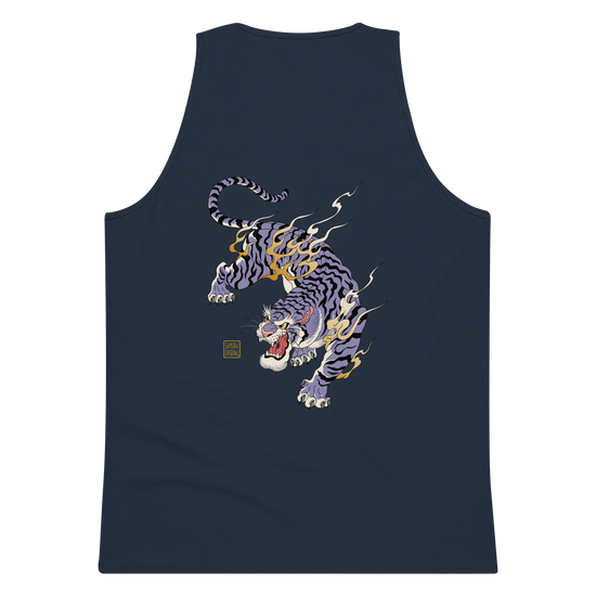 Tiger Flame Japanese Art Men's Premium Tank Top - Samurai Original