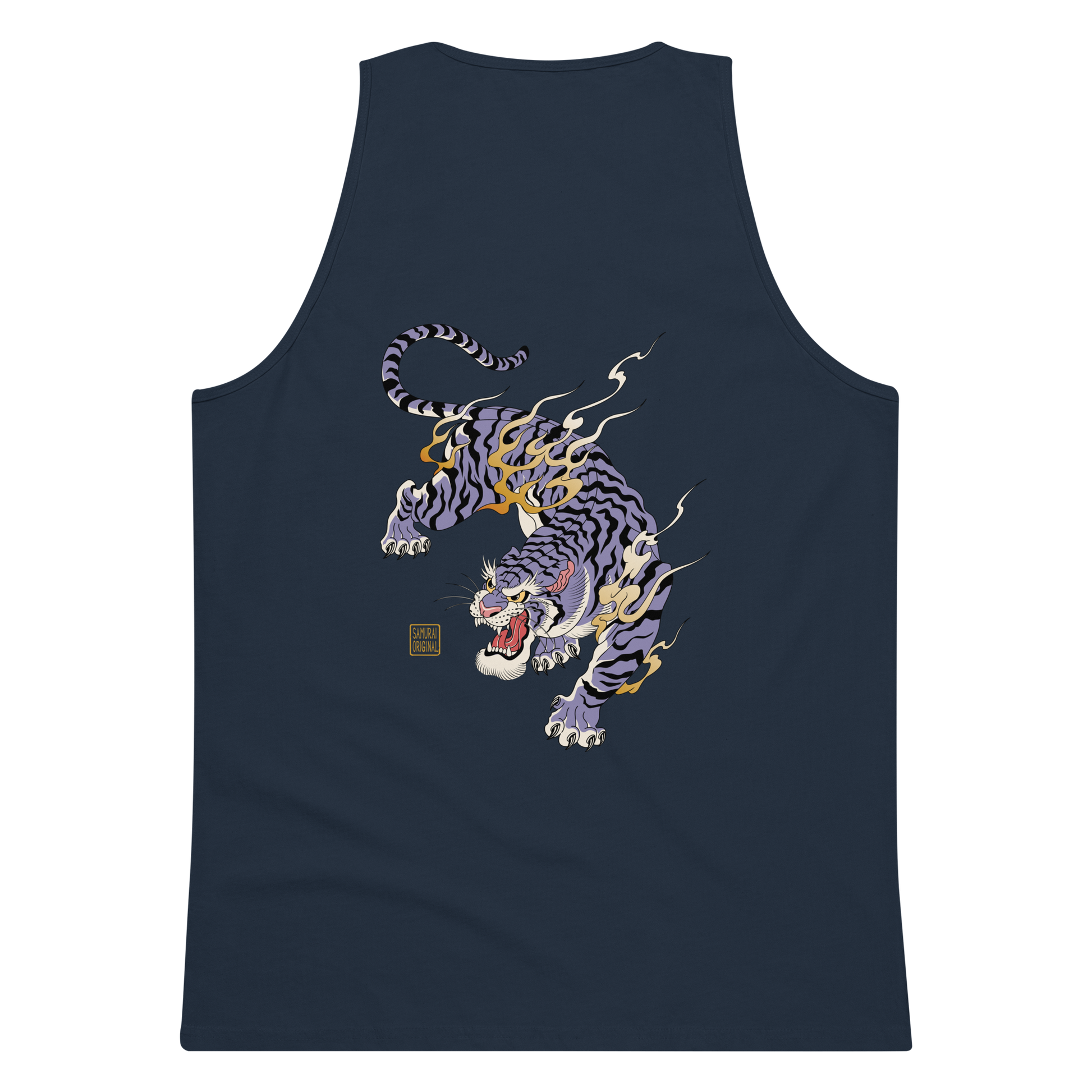 Tiger Flame Japanese Art Men's Premium Tank Top - Samurai Original