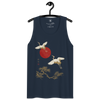 Japanese Crane and Pine Tree Ukiyo-e Men's Premium Tank Top - Samurai Original