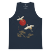 Japanese Crane and Pine Tree Ukiyo-e Men's Premium Tank Top Navy - Samurai Original