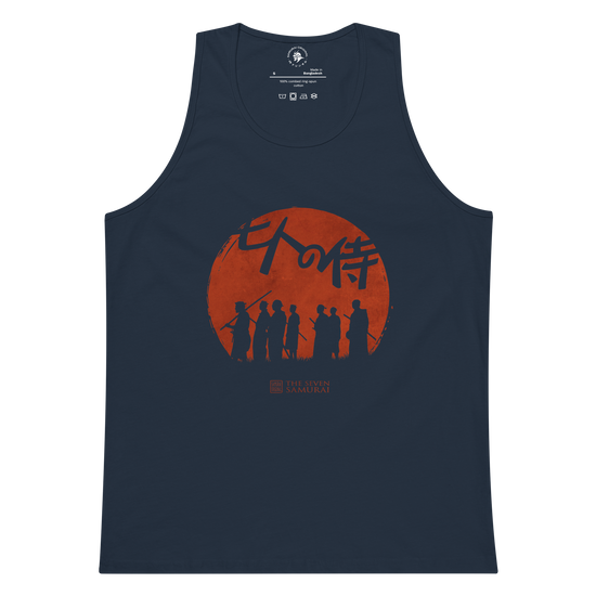 The Seven Samurai Japanese Art Men's Premium Tank Top Navy - Samurai Original