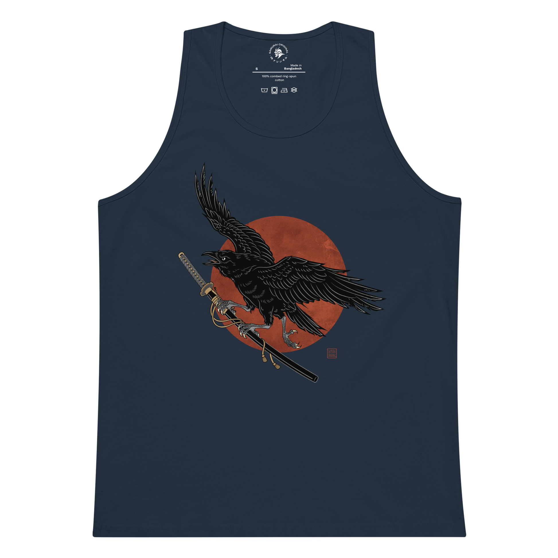 Ronin Raven Men’s premium tank top Navy - Samurai Original