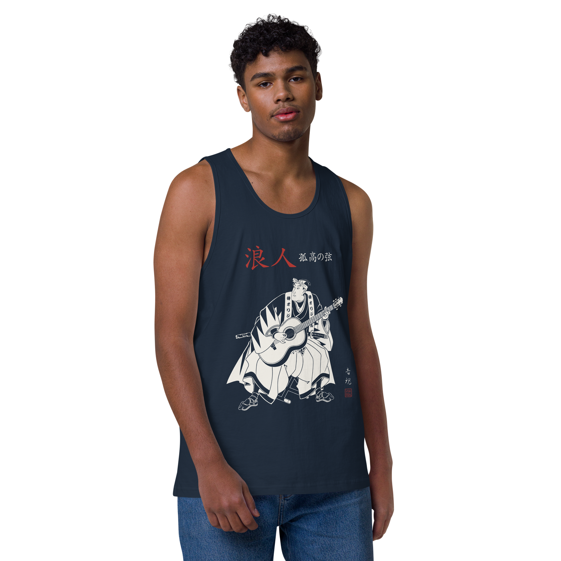 Ronin Guitar Blues Japanese Art Men's Premium Tank Top - Samurai Original