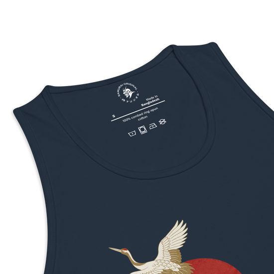 Japanese Crane and Pine Tree Ukiyo-e Men's Premium Tank Top - Samurai Original