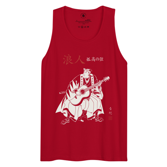 Ronin Guitar Blues Japanese Art Men's Premium Tank Top Red - Samurai Original
