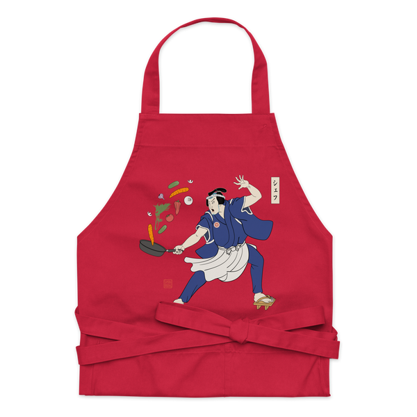 Samurai Chef Japanese Ukiyo-e Organic cotton apron