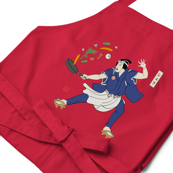 Samurai Chef Japanese Ukiyo-e Organic cotton apron