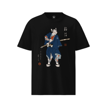 Samurai Cat Japanese Tattoo Organic T-Shirt Black - Samurai Original