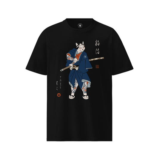 Samurai Cat Japanese Tattoo Organic T-Shirt