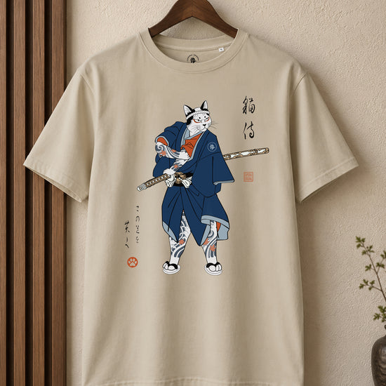 Samurai Cat Japanese Tattoo Organic T-Shirt - Samurai Original