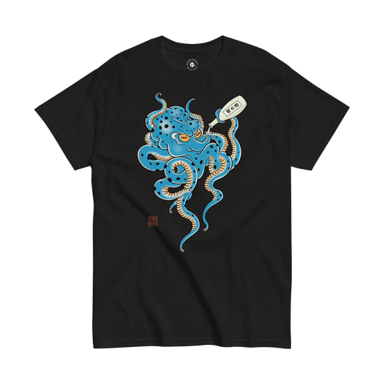 Tipsy Octopus Japanese Sake Classic T-Shirt Black - Samurai Original