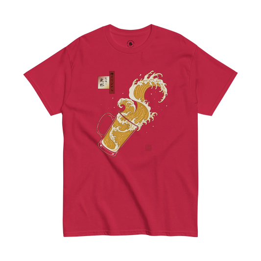 Beer Wave Ukiyo-e Classic T-Shirt Cardinal - Samurai Original