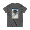 Skiing Samurai Ukiyo-e Classic T-Shirt Dark Heather - Samurai Original