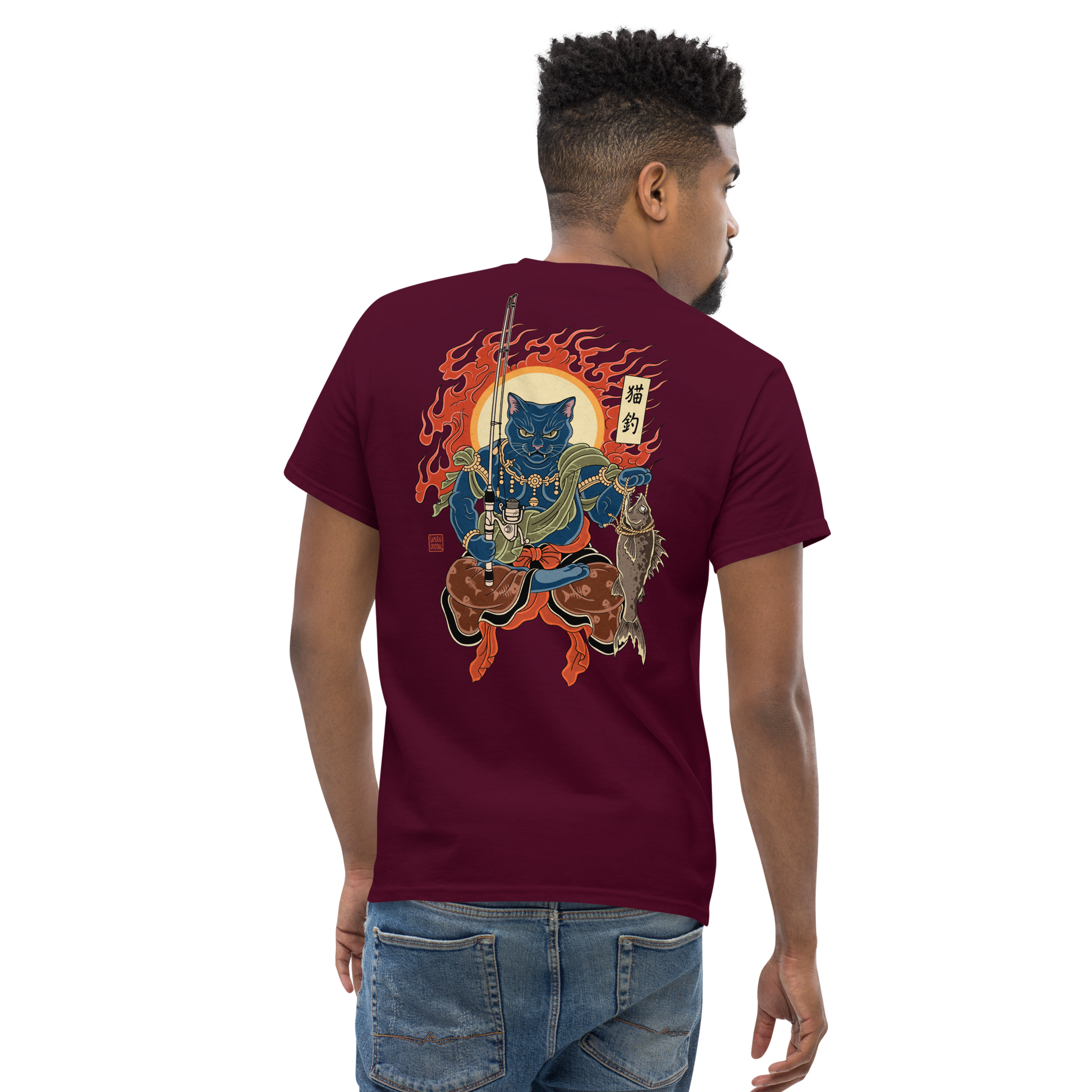 The Great Neko Fishing T-shirt Classic - Samurai Original