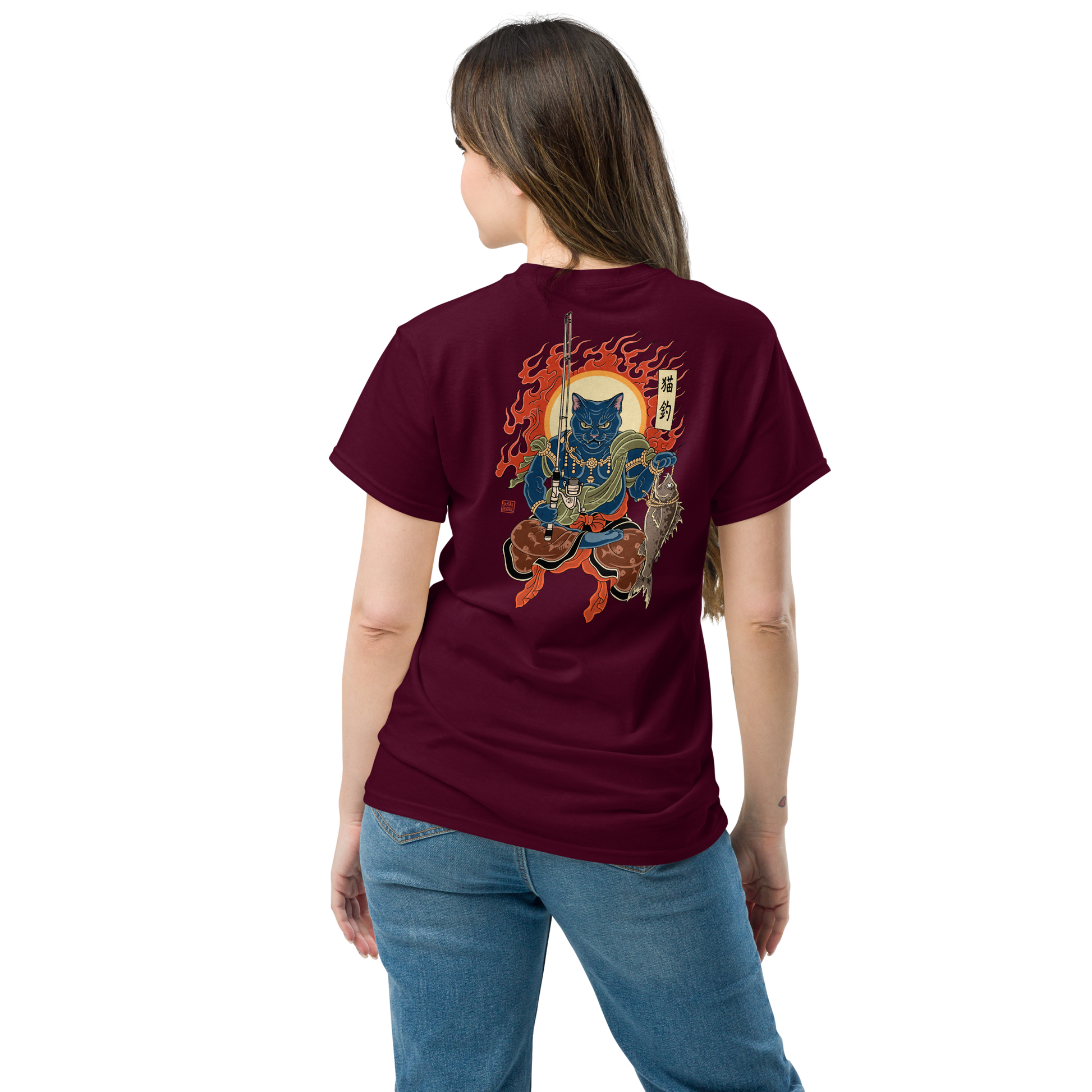 The Great Neko Fishing T-shirt Classic - Samurai Original