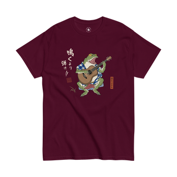 Samurai Frog Acoustic Guitar Classic T-Shirt Maroon - Samurai Original
