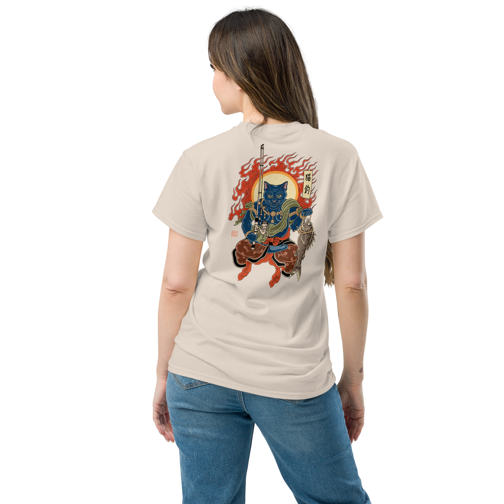The Great Neko Fishing T-shirt Classic - Samurai Original