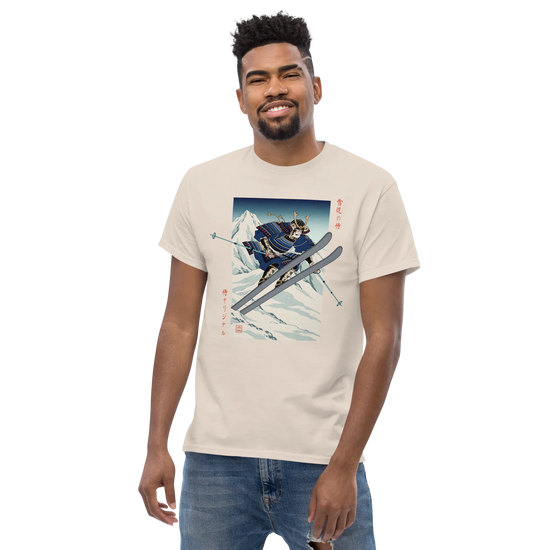 Skiing Samurai Ukiyo-e Classic T-Shirt - Samurai Original
