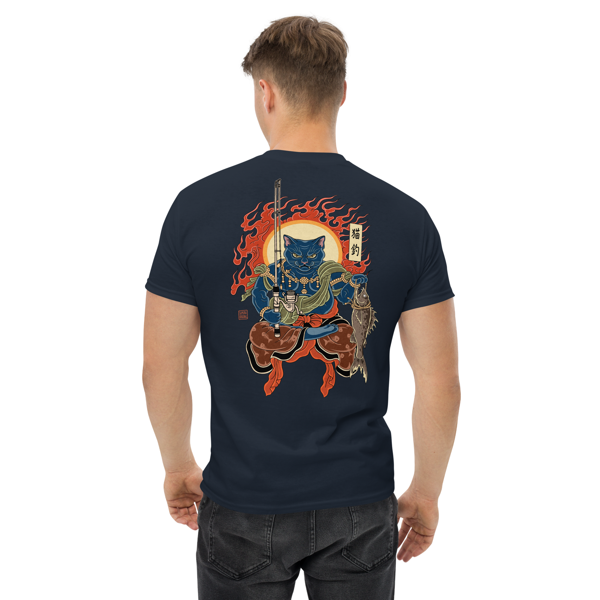 The Great Neko Fishing T-shirt Classic - Samurai Original