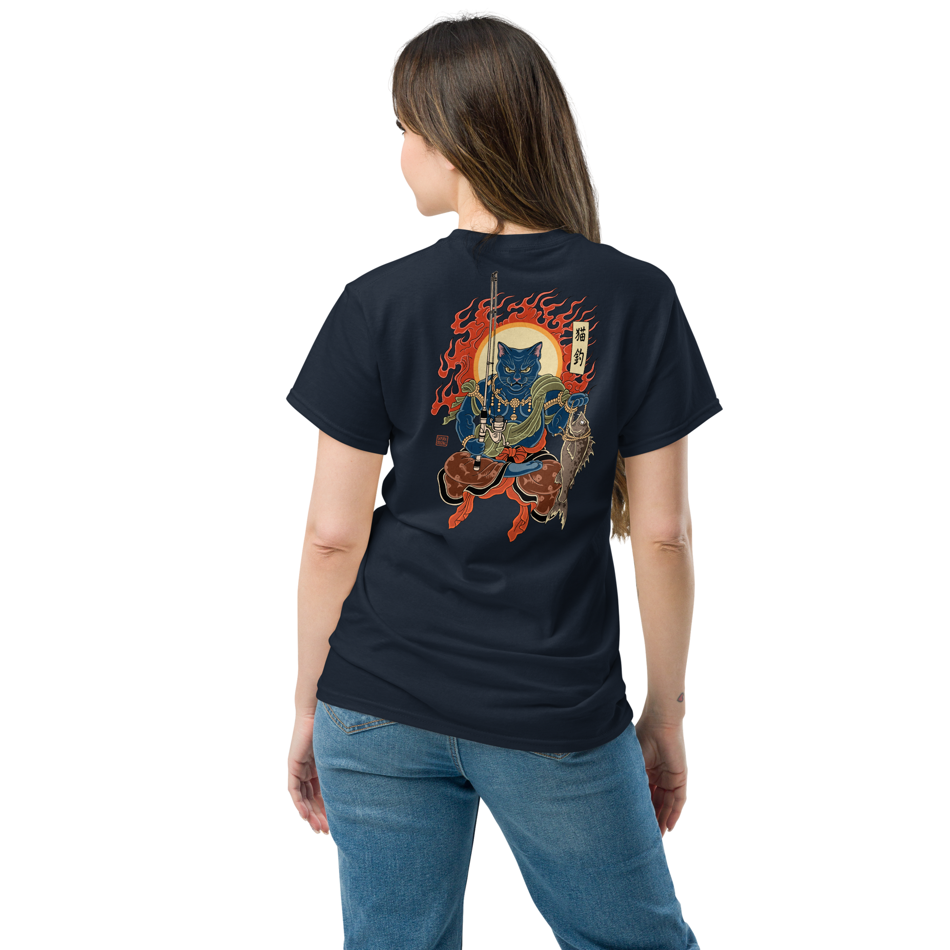The Great Neko Fishing T-shirt Classic - Samurai Original