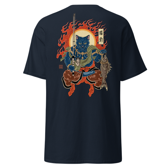The Great Neko Fishing T-shirt Classic Navy - Samurai Original