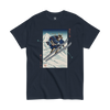 Skiing Samurai Ukiyo-e Classic T-Shirt Navy - Samurai Original