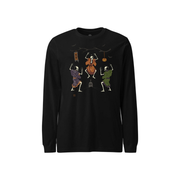 Samurai Skeleton Dance Halloween Japanese Ukiyo-e Unisex Long Sleeve Tee
