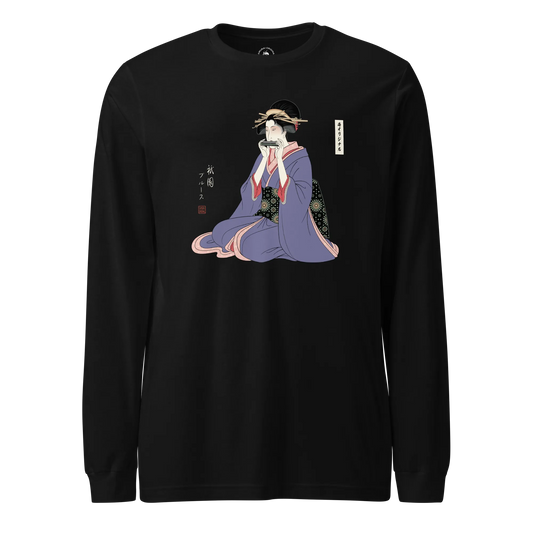Geisha Harmonica Japanese Ukiyo-e Unisex Long Sleeve Tee