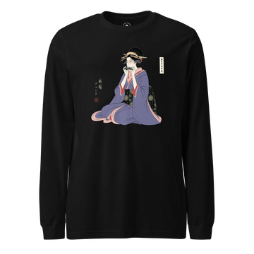 Geisha Harmonica Japanese Ukiyo-e Unisex Long Sleeve Tee