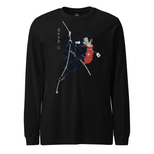 Ninja Santa Christmas Japanese Ukiyo-e Unisex Long Sleeve Tee