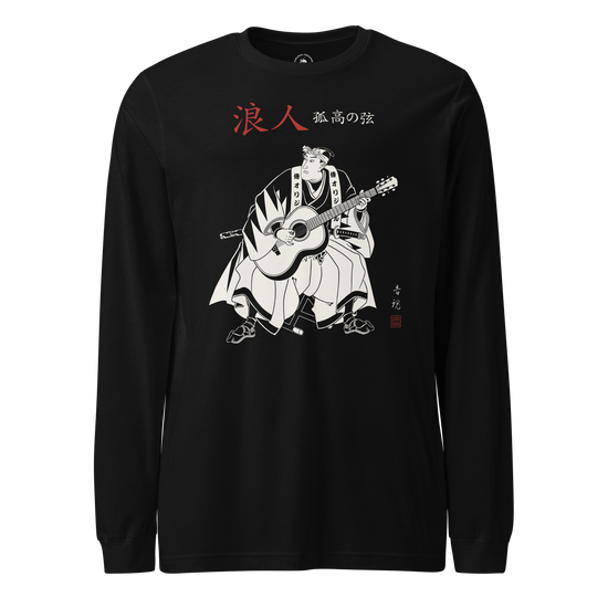 Ronin Guitar Blues Japanese Art Unisex Long Sleeve Tee Black - Samurai Original