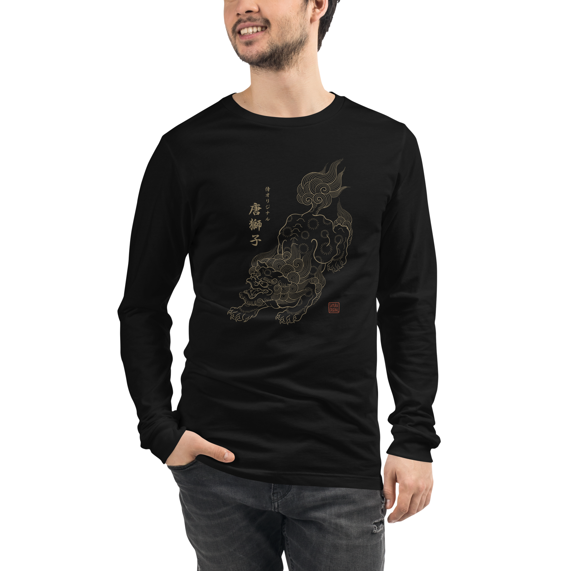 [Shipping to Montenegro] Karashishi Japanese Unisex Long Sleeve Tee - Samurai Original