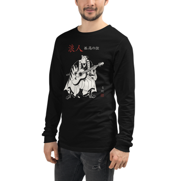 Ronin Guitar Blues Japanese Art Unisex Long Sleeve Tee - Samurai Original
