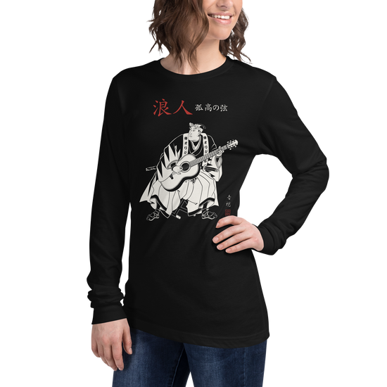 Ronin Guitar Blues Japanese Art Unisex Long Sleeve Tee - Samurai Original
