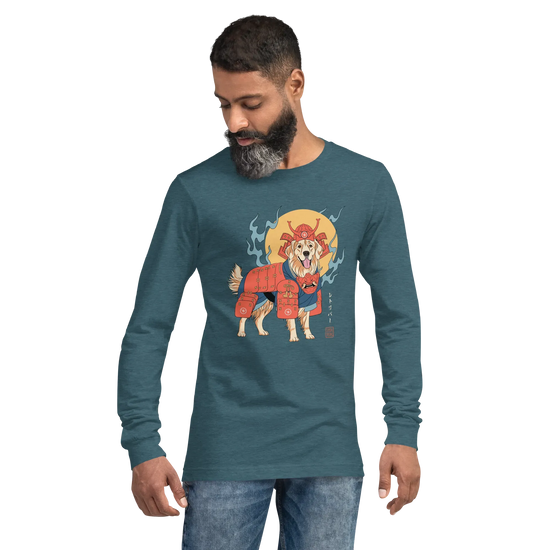 Golden Retriever Japanese Ukiyo-e Unisex Long Sleeve Tee -