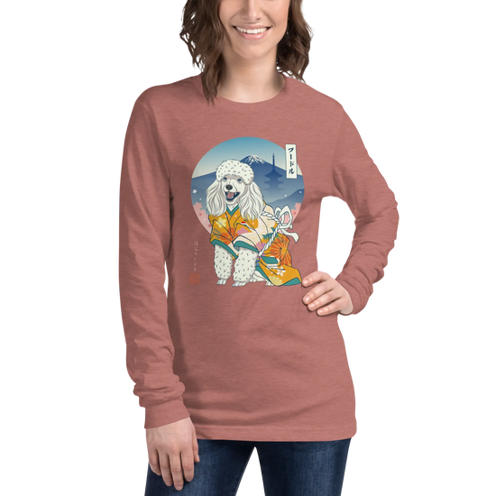 Poodle Dog Japanese Ukiyo-e Unisex Long Sleeve Tee - Samurai Original